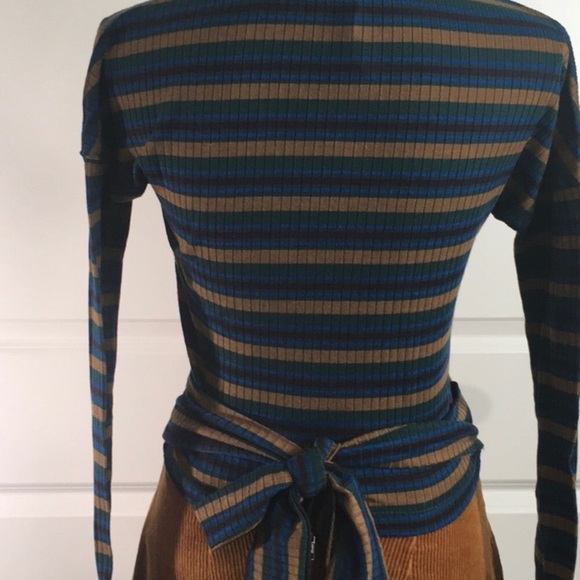 Free People Wrap Around V-neck Striped Top - Picture 3 of 6